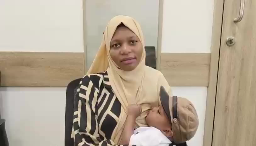 Reema Msangi with baby Hafid after successful heart surgery